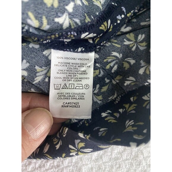 LOFT Outlet Floral Midi Skirt Navy Blue Yellow Green Size 16 NWT Flowy Boho - Picture 6 of 7